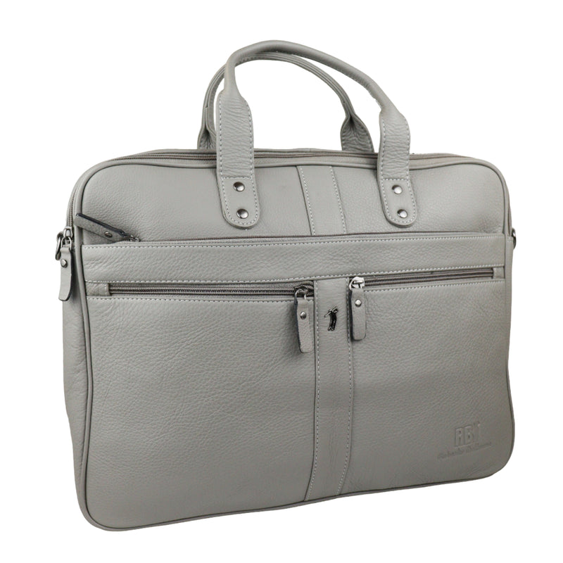 Men's Premium Full-Grain Leather Laptop Briefcase - Fits Up to 15.6" Laptops