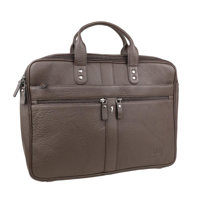 Men's Premium Full-Grain Leather Laptop Briefcase - Fits Up to 15.6" Laptops