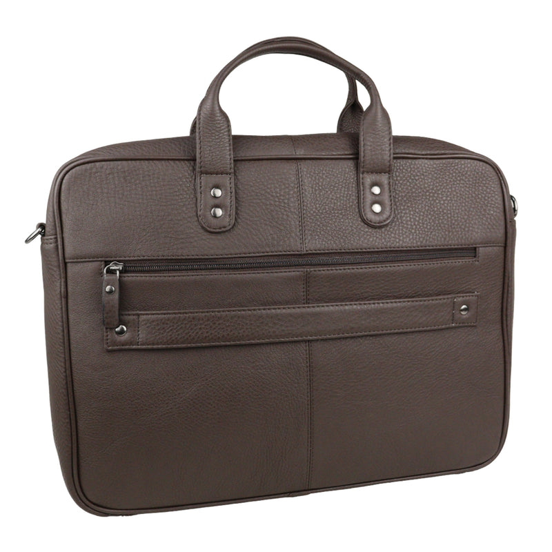 Men's Premium Full-Grain Leather Laptop Briefcase - Fits Up to 15.6" Laptops