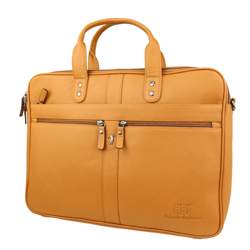 Men s Premium Full Grain Leather Laptop Briefcase Fits Up to 15.6 L