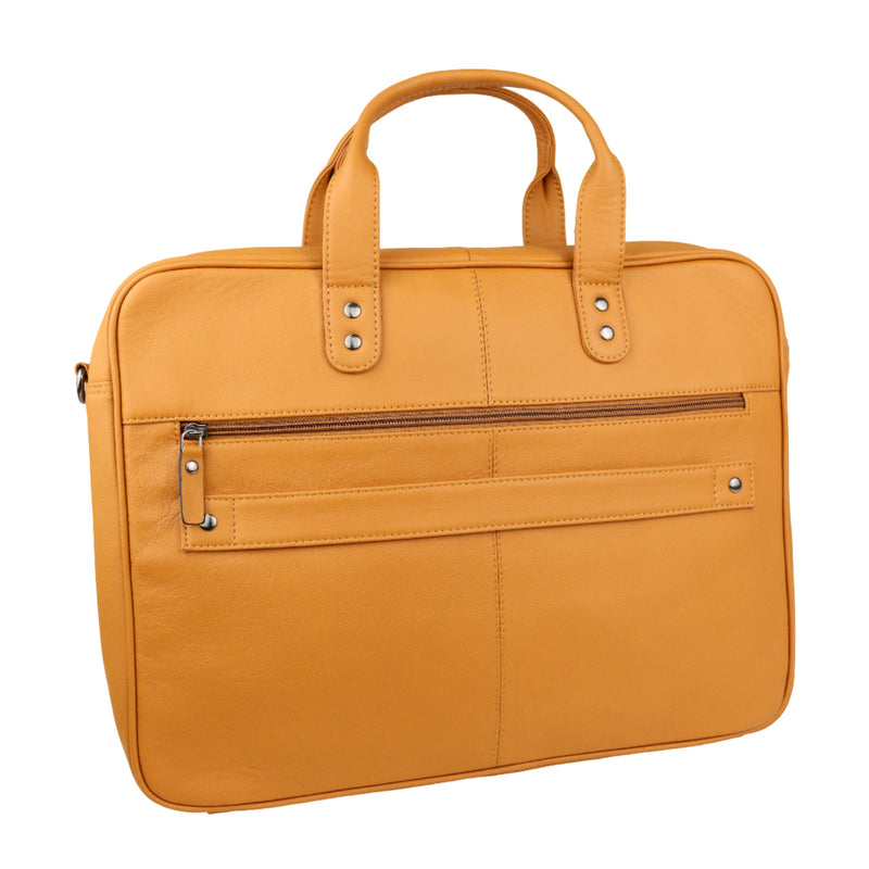 Men's Premium Full-Grain Leather Laptop Briefcase - Fits Up to 15.6" Laptops