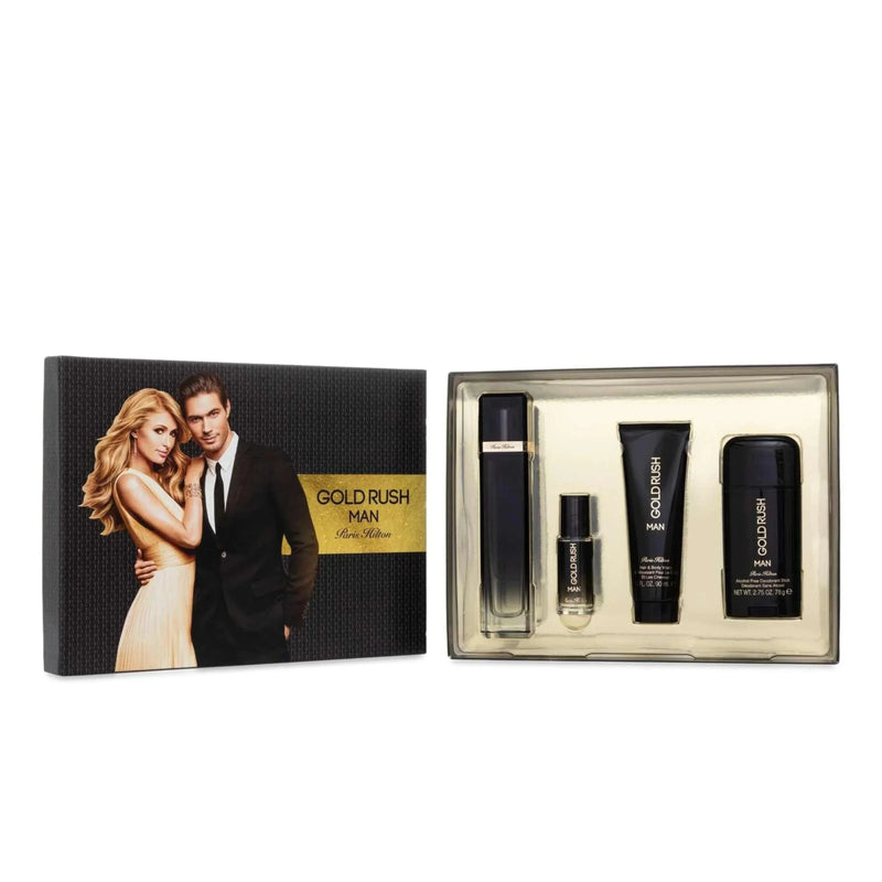 Paris Hilton Gold Rush Man Set Edt 100ml + Edt 15ml + Hair & Bw 90ml + Deodorant Stick 78g