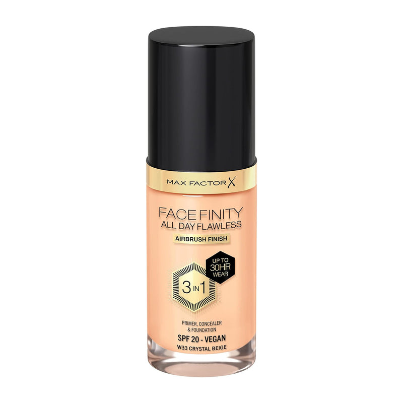 Max Factor Facefinity 3-in-1 All Day Flawless Foundation, SPF 20, 33 Crystal Beige