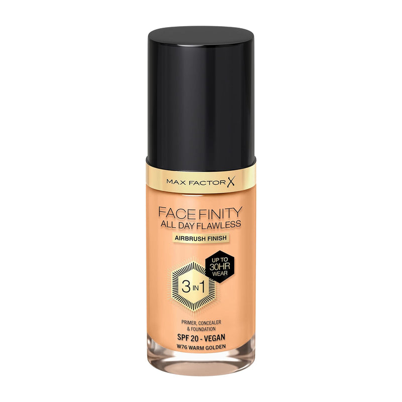 Max Factor Facefinity 3-in-1 All Day Flawless Liquid Foundation, SPF 20 - 76 Warm Golden