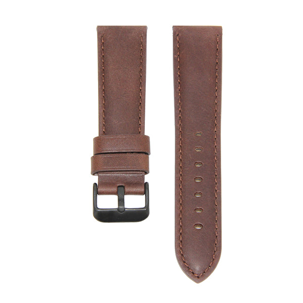 Matte 22mm Genuine Calf Leather Strap, PVD Black Buckle