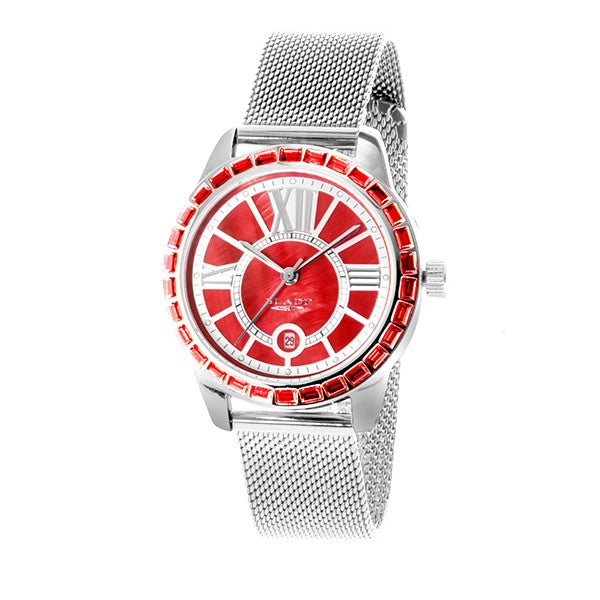 Blade womens stainless steel case red dial mesh strap calender 3333l2srs 1