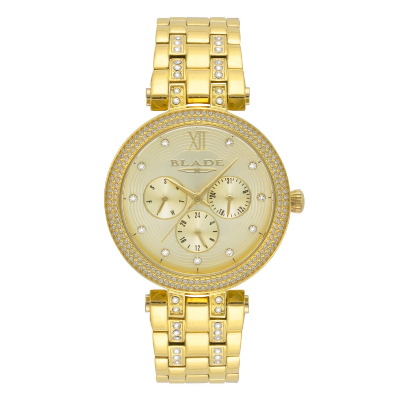 BLADE Dazzle Gold 3632L2GCG SS Case & Band Multifunction Women's Watch