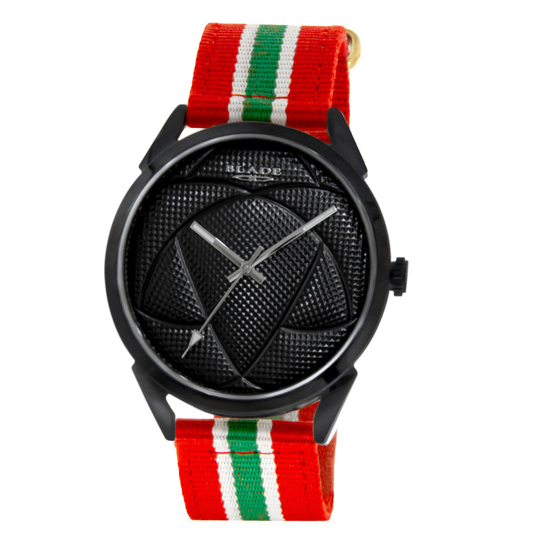 BLADE Red-Green-White Retro-Fútbol Special Edition NATO Strap Watch