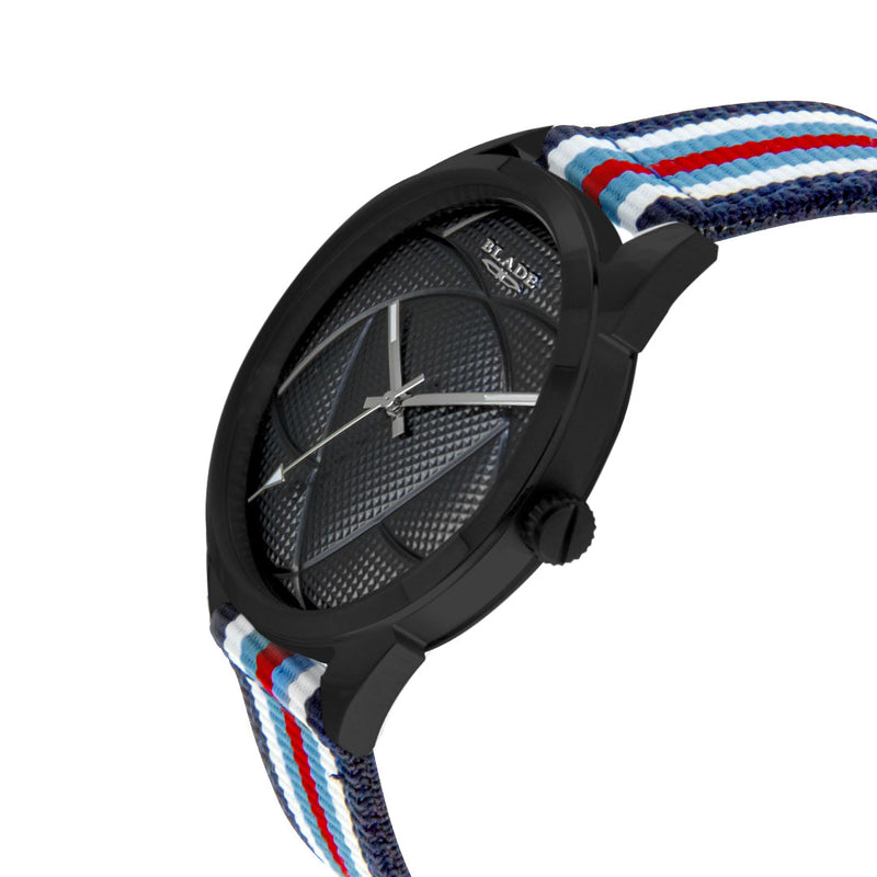 BLADE Navy Blue-Blue-Red-White Retro-Fútbol Special Edition NATO Strap Watch