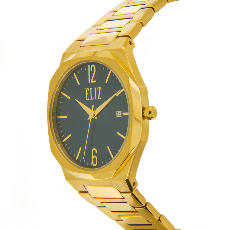 Eliz ES8595G2GBG Blue Dial Gold Plated Stainless Steel Watch