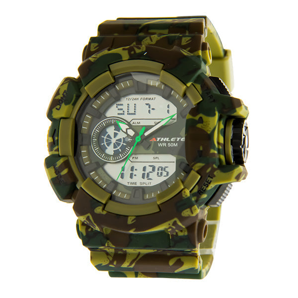 ELIZ Athlete ES8783G8EEE Green Camouflage Men's Analog-Digital Watch