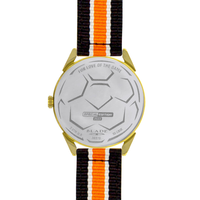 BLADE Black-Orange-White Retro-Fútbol Special Edition NATO Strap Watch