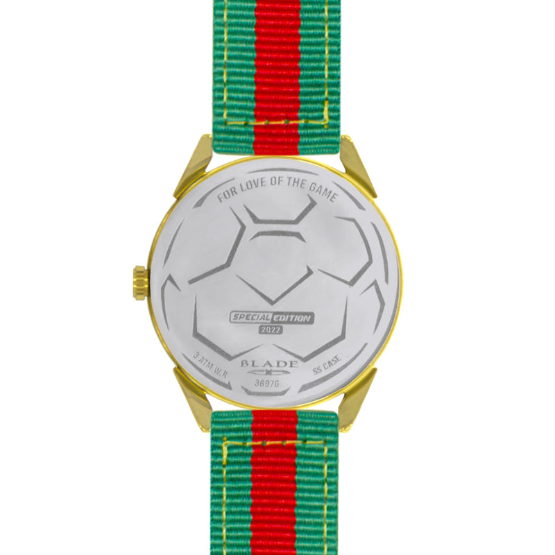 BLADE Green-Red Retro-Fútbol Special Edition NATO Strap Watch