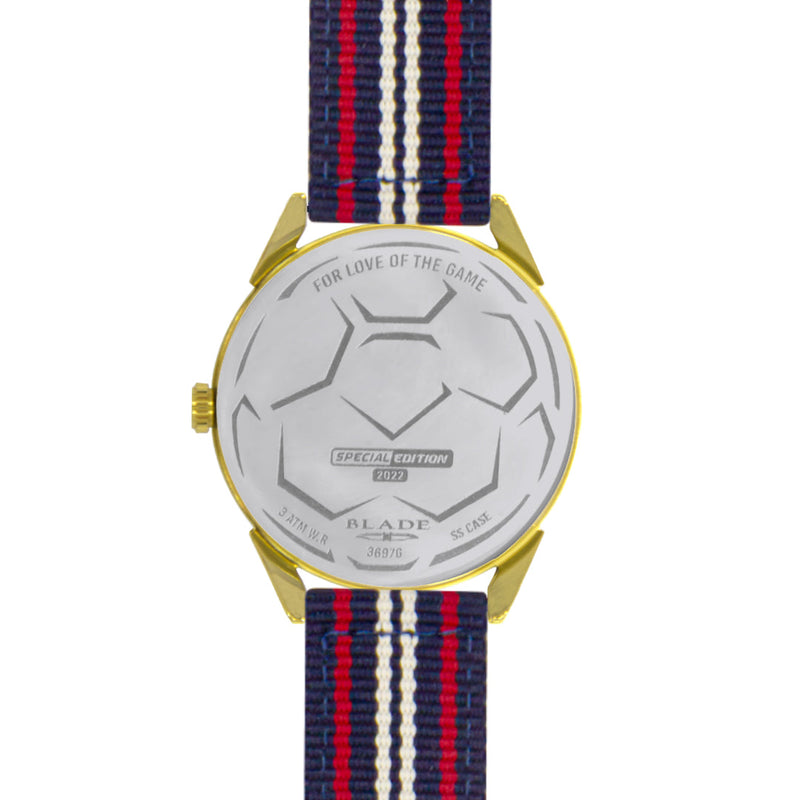 BLADE Navy Blue-Red-White Retro-Fútbol Special Edition NATO Strap Watch