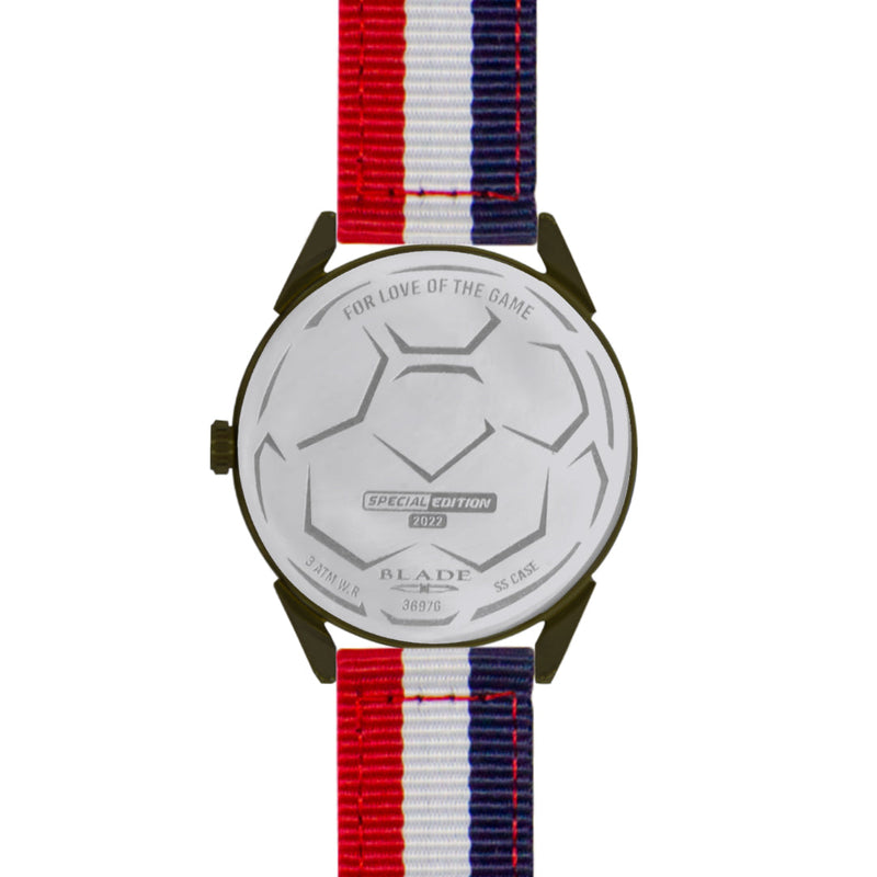 BLADE Navy Blue-White-Red Retro-Fútbol Special Edition NATO Strap Watch