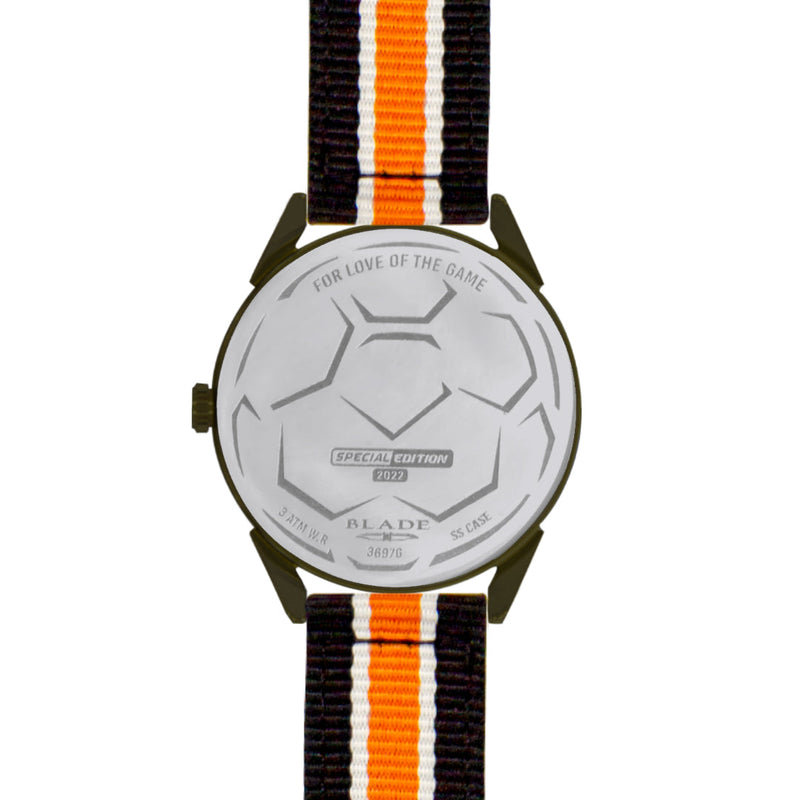 BLADE Black-Orange-White Retro-Fútbol Special Edition NATO Strap Watch