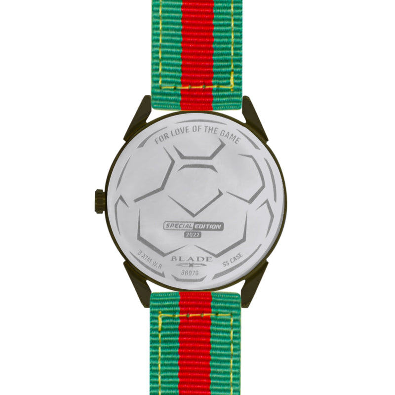 BLADE Green-Red Retro-Fútbol Special Edition NATO Strap Watch