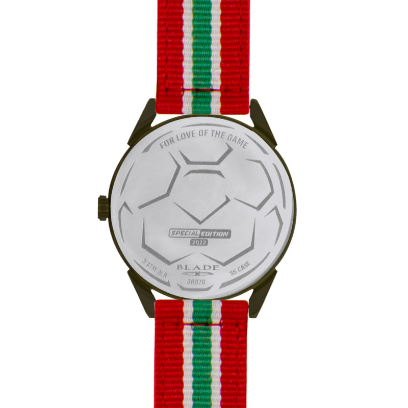 BLADE Red-Green-White Retro-Fútbol Special Edition NATO Strap Watch