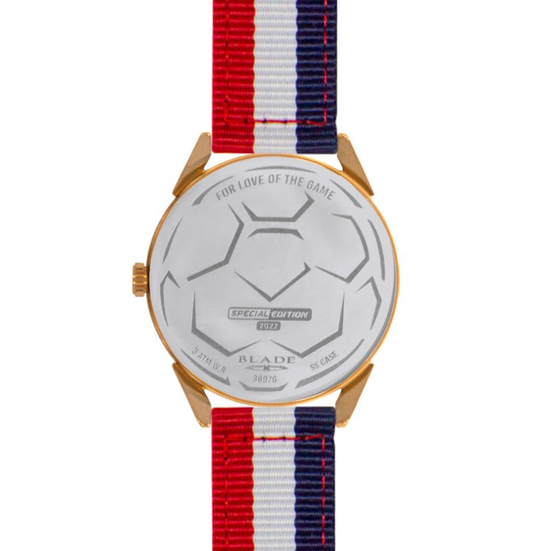 BLADE Navy Blue-White-Red Retro-Fútbol Special Edition NATO Strap Watch