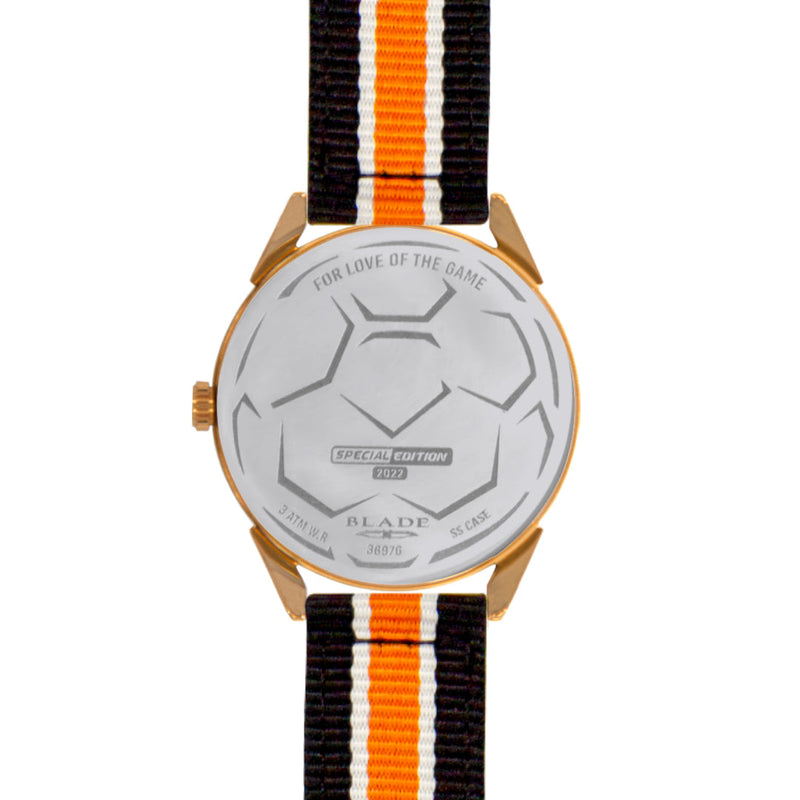 BLADE Black-Orange-White Retro-Fútbol Special Edition NATO Strap Watch