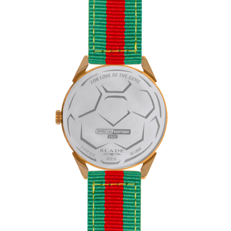 BLADE Green-Red Retro-Fútbol Special Edition NATO Strap Watch