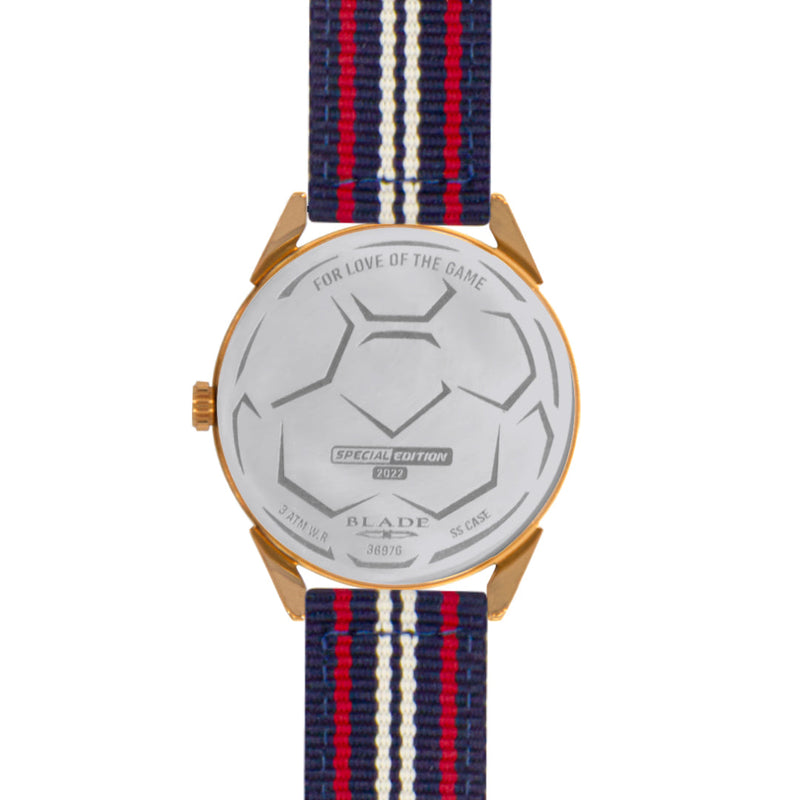 BLADE Navy Blue-Red-White Retro-Fútbol Special Edition NATO Strap Watch