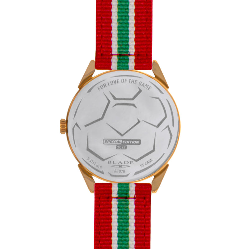 BLADE Red-Green-White Retro-Fútbol Special Edition NATO Strap Watch