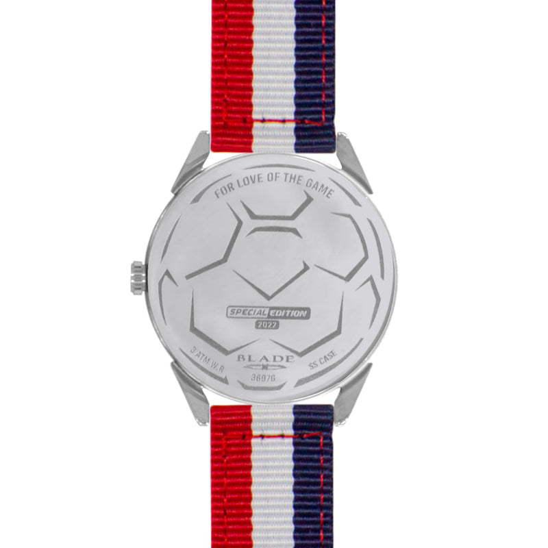 BLADE Navy Blue-White-Red Retro-Fútbol Special Edition NATO Strap Watch