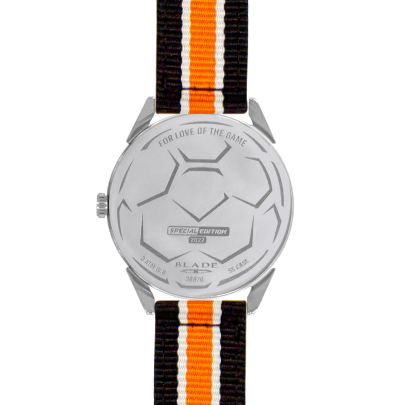 BLADE Black-Orange-White Retro-Fútbol Special Edition NATO Strap Watch