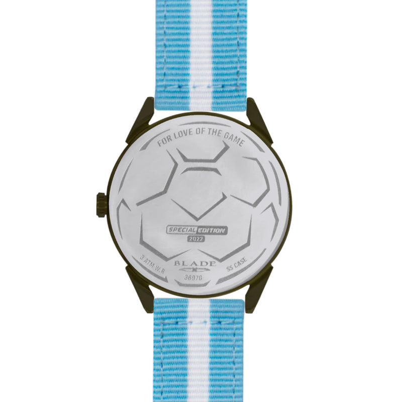 BLADE White-Blue Retro-Fútbol Special Edition NATO Strap Watch