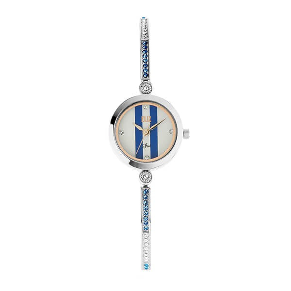 Eliz Women's White with Blue Dial Stainless Steel Case Bracelet Band Watch ES8640L2SUS 1